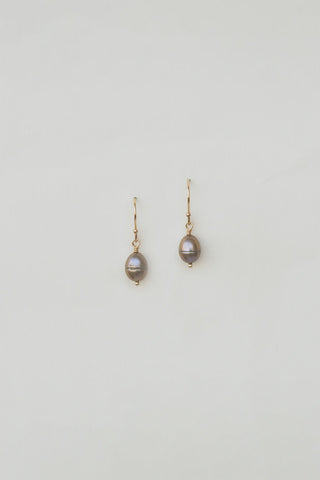 Charlotte Penman Fine | Orpheus Earrings | Black Fresh Water Pearl | 14k Yellow Gold