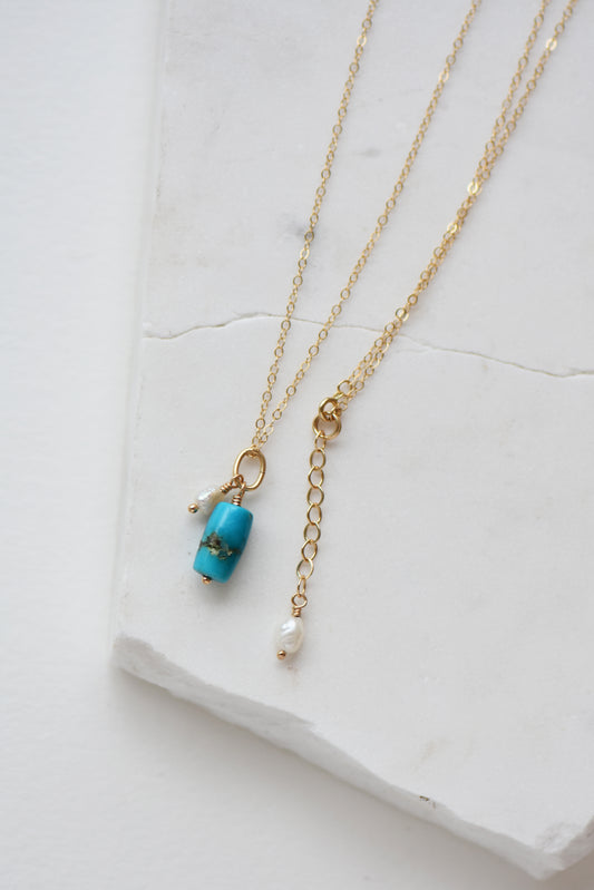 Charlotte Penman Fine | 01 La Salinas Necklace | Turquoise & Pearl | 14k Gold