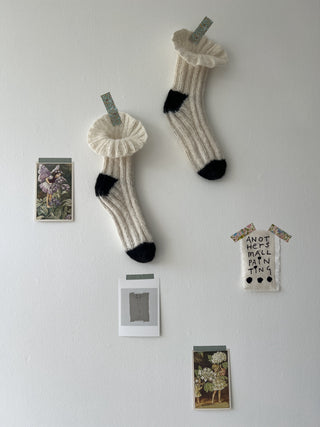 The Knitter Bisous Bisous Socks | Cream with Black Contrast