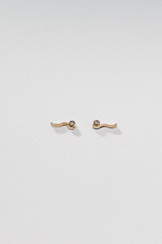 Lisa Webb Wave Stud Earrings | 9CT Gold | Diamond