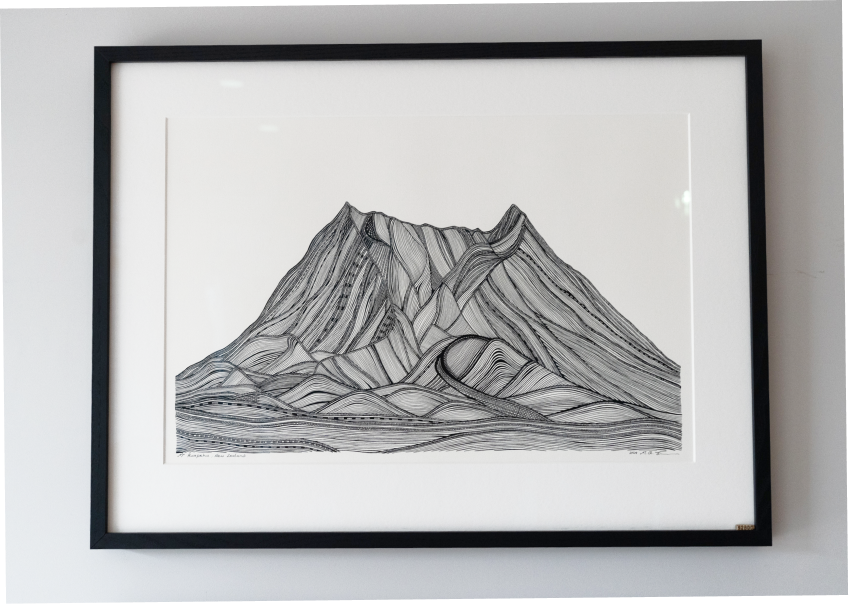 MONNI Art Original Line Drawing | Mt Ruapehu