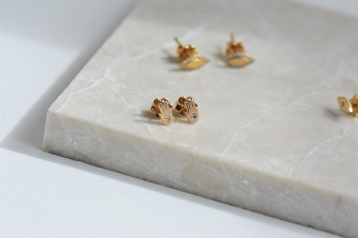 Charlotte Penman Fine | Hamsa Studs | Diamond | 9k Gold