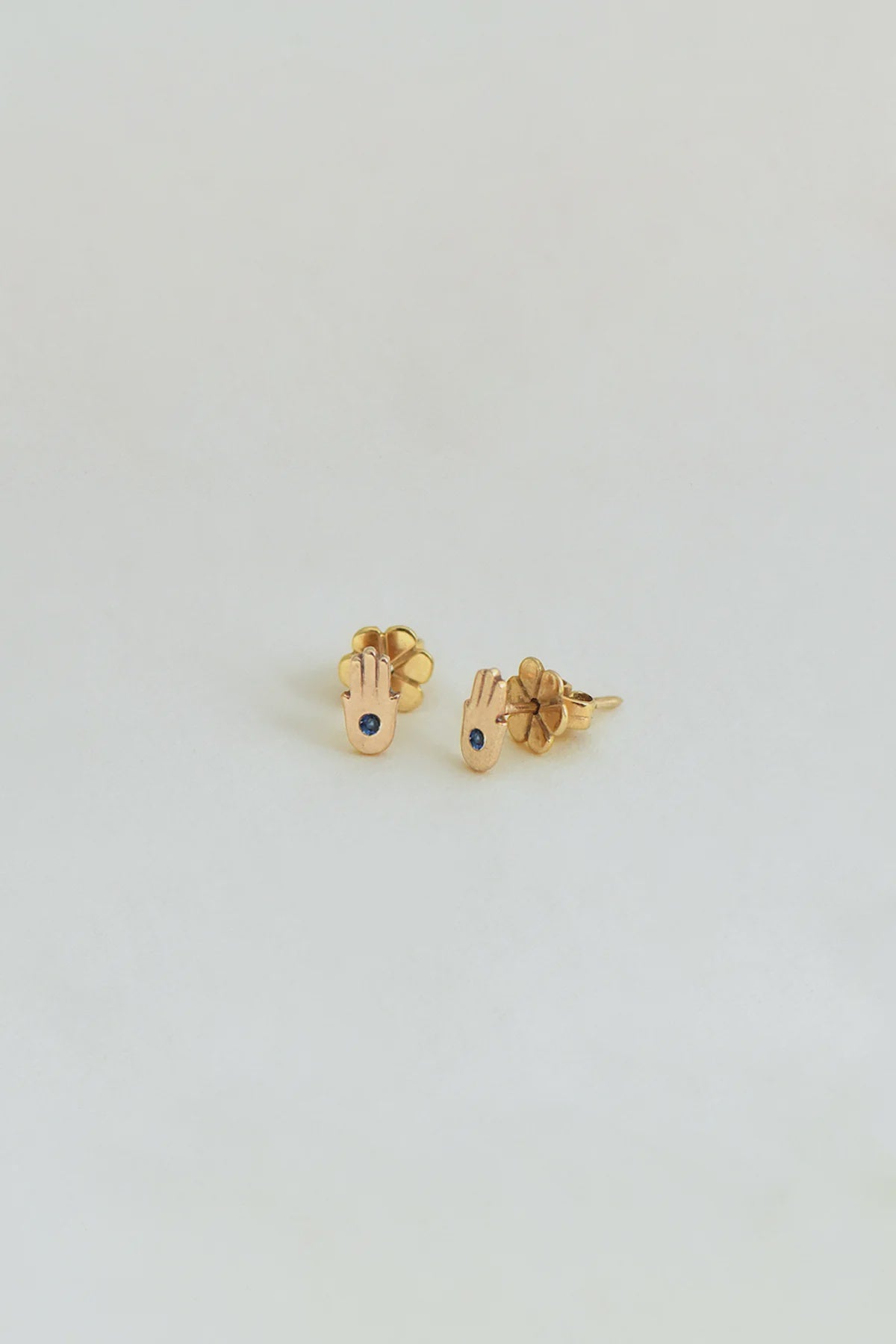 Charlotte Penman Fine | Hamsa Studs | Blue Sapphires | 9k Gold