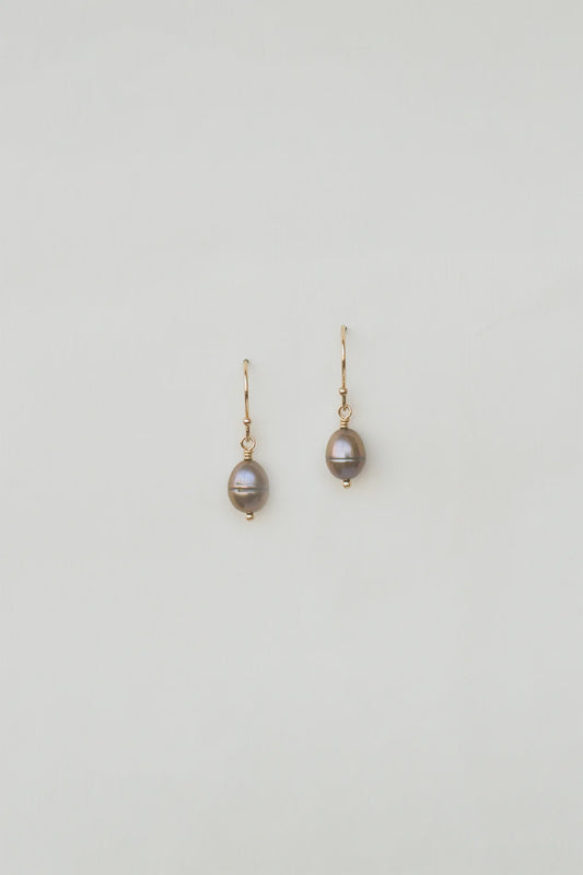 Charlotte Penman Fine | Orpheus Earrings | Black Fresh Water Pearl | 14k Yellow Gold