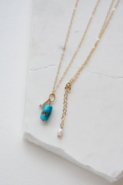 Charlotte Penman Fine | 01 La Salinas Necklace | Turquoise & Pearl | 14k  Gold