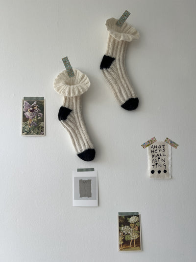 The Knitter Bisous Bisous Socks | Cream with Black Contrast