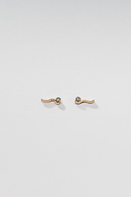 Lisa Webb Wave Stud Earrings | 9CT Gold | Diamond