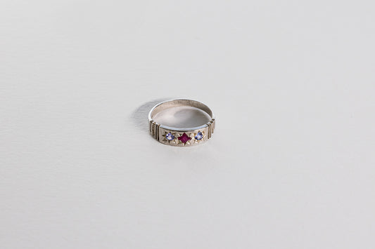 Lisa Webb Orion's Belt Ring | STG Silver | Ruby & Tanzanite