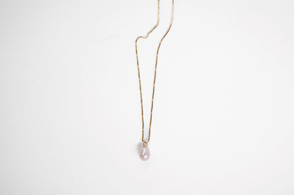 Lisa Webb Pink Pearl Drop Necklace | 9CT Gold