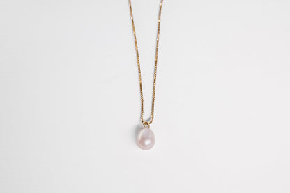 Lisa Webb Pink Pearl Drop Necklace | 9CT Gold