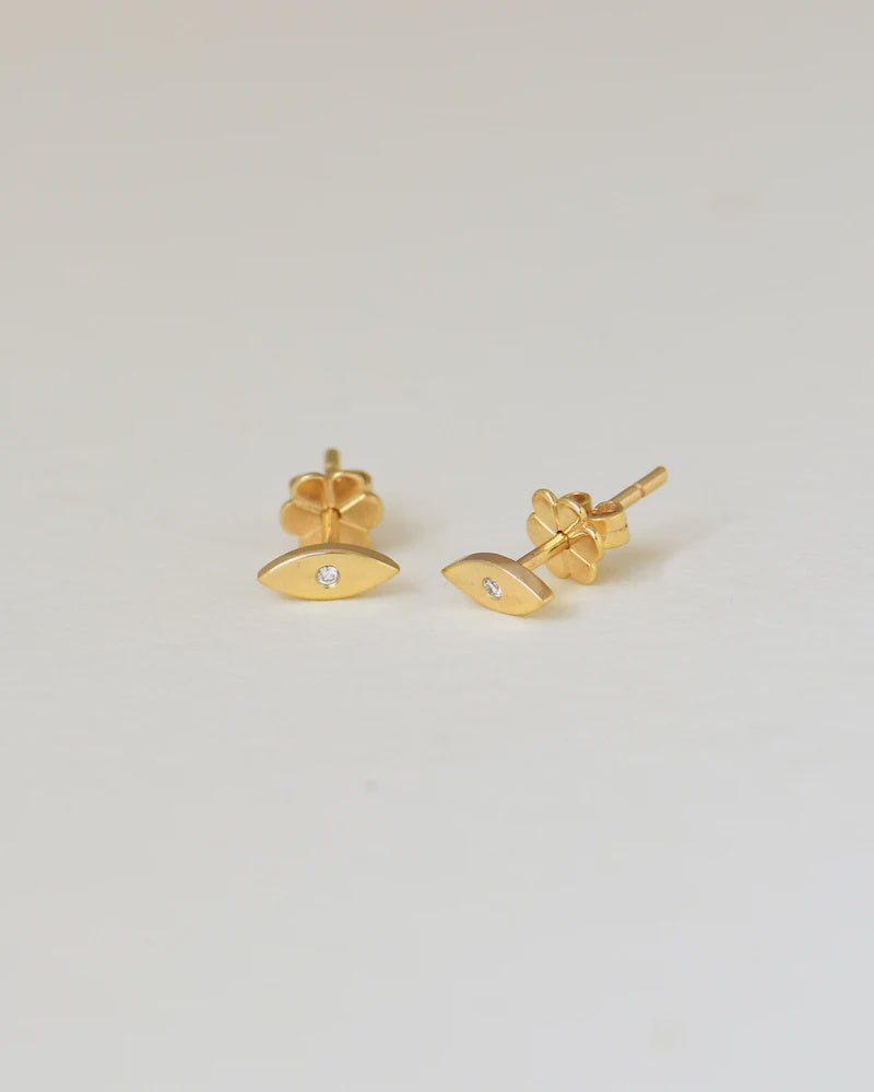 Charlotte Penman Jewellery Nazar Studs | Diamonds | 9k Gold - Tea & Tonic Matakana - Charlotte Penman Jewellery