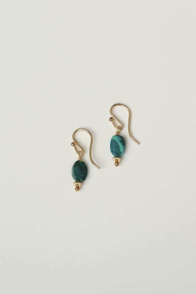 Charlotte Penman Jewellery Rosetta Earrings with Malachite & Gold - Tea & Tonic Matakana - Charlotte Penman Jewellery