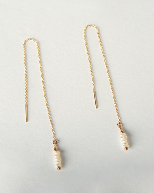 Aya Threaders + Pearl, 14k Rolled Gold - Tea & Tonic Matakana - Charlotte Penman