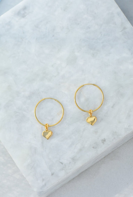 Bebe Heart Hoops, 18k Gold Plated - Tea & Tonic Matakana - Charlotte Penman