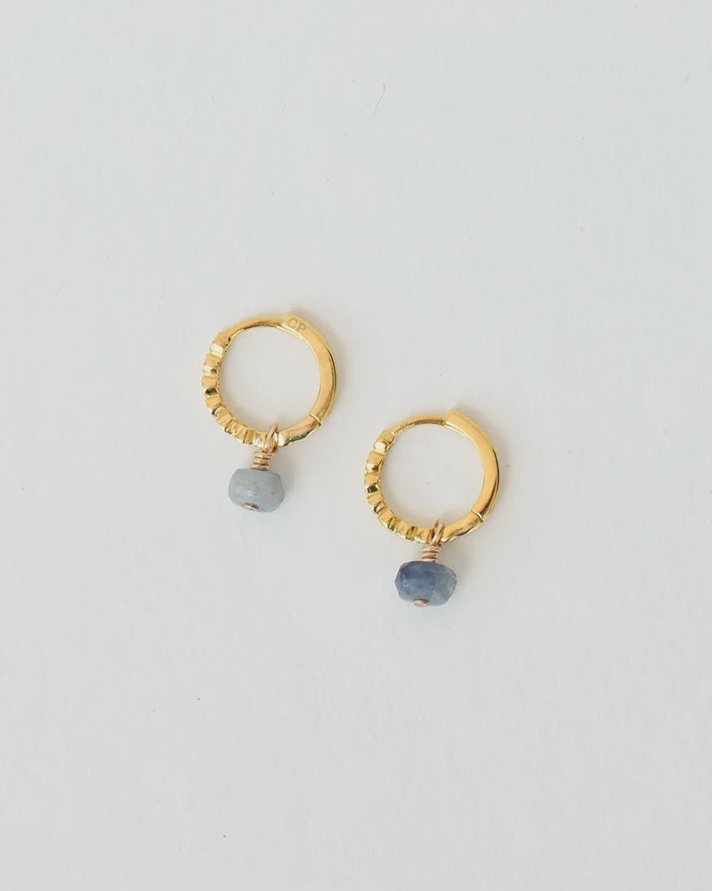 Belle Hoops with Blue Sapphires - Tea & Tonic Matakana - Charlotte Penman Jewellery