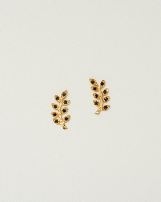 Botanic Studs + Black Spinel, 18k Gold Plate - Tea & Tonic Matakana - Charlotte Penman