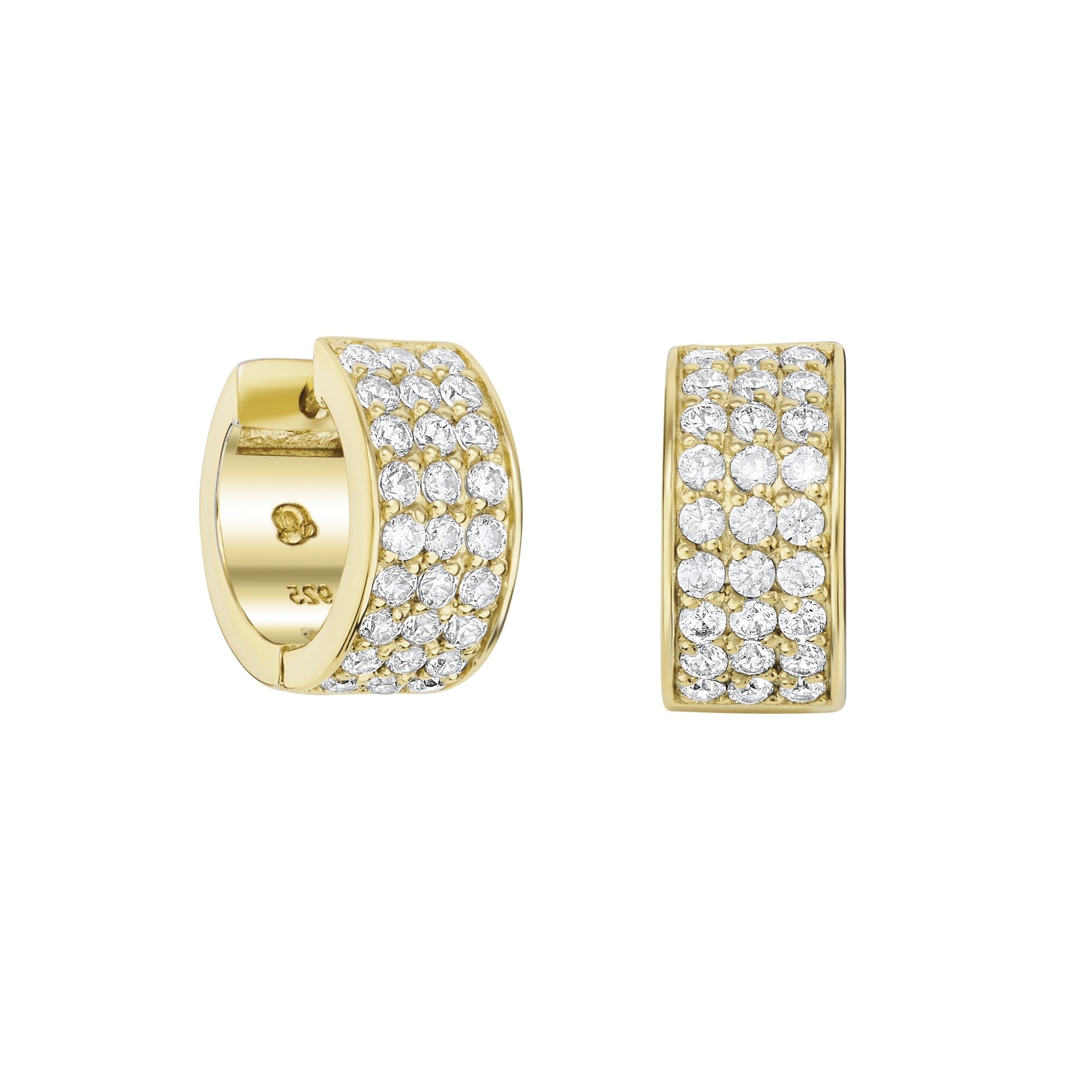 Candor Huggie Earrings, Pair, Gold Vermeil, Alluvial White Topaz - Tea & Tonic Matakana - Monarc Jewellery