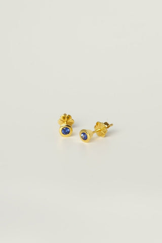 Fine Maya Studs, Blue Sapphire, 9k - Tea & Tonic Matakana - Charlotte Penman