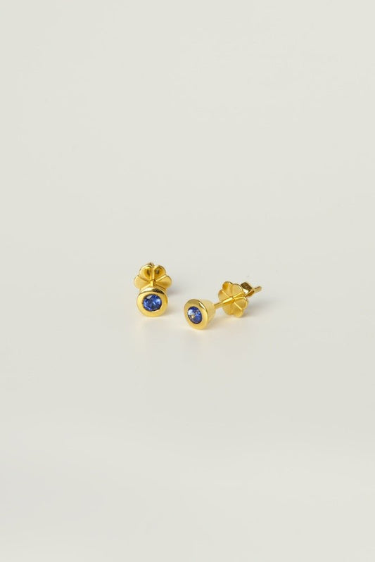 Fine Maya Studs, Blue Sapphire, 9k - Tea & Tonic Matakana - Charlotte Penman