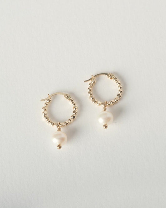 La Pearla Hoops + Pearl, 14k Rolled Gold - Tea & Tonic Matakana - Charlotte Penman